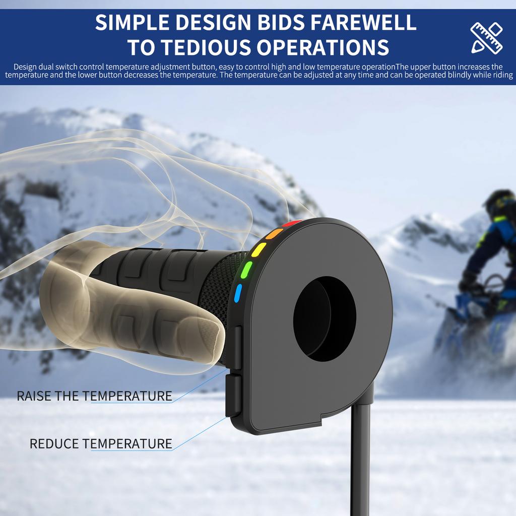 2PCS New Universal Motorcycle Hand Heated Grips Molded Grips ATV Hand Warmers 5 Gear Adjustable Temperature Hot Handlebar