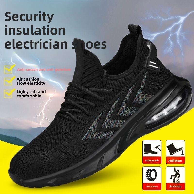 Men's Safety Shoes Air Cushion Men's Work Shoes Lightweight Breathable Work Footwears Protection Steel Toe Shoes Anti-puncture