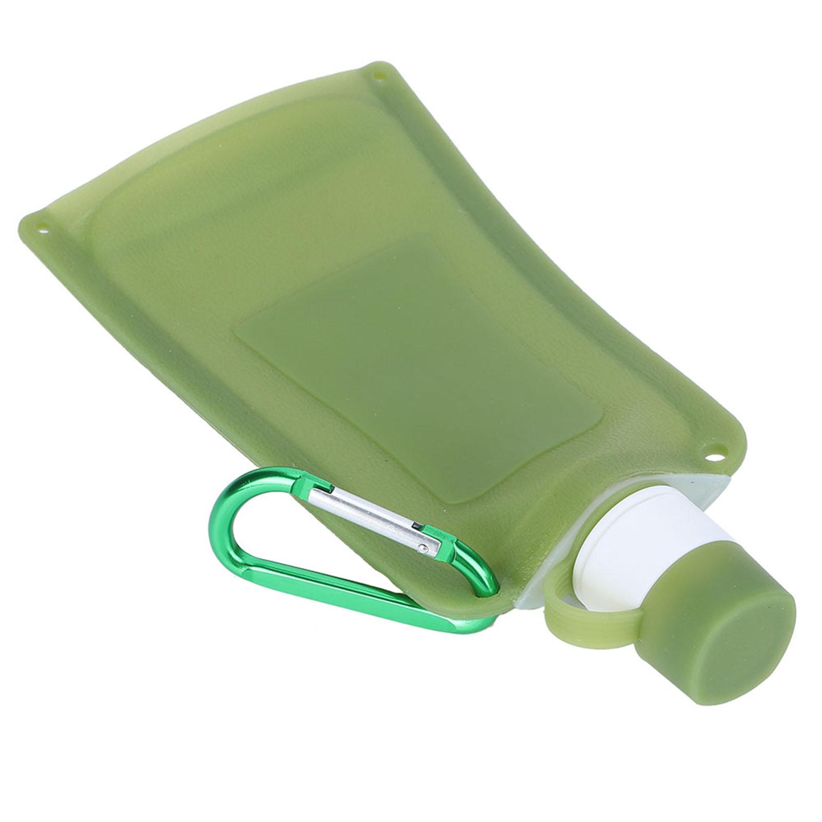 500ml Portable Foldable Water Bottles Collapsible Silicone Water Pouch for Outdoor Travel Camping CyclingGreen зелёный