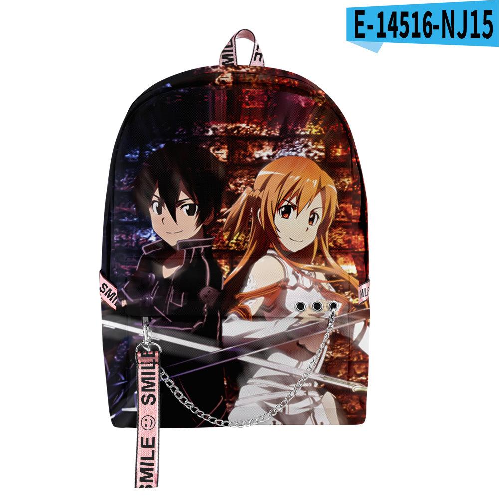 Classic Novelty Sword Art Online Student School Bags Unisex 3D Prind Oxford Waterproof Notebook Multifunction Travel Backpacks