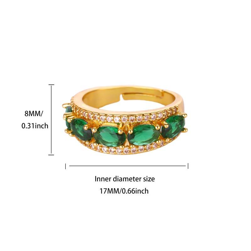 Vintage Gold Enamel Zircon Court Style Ring Women's Fashion High Sense Autumn and Winter Ring Opening