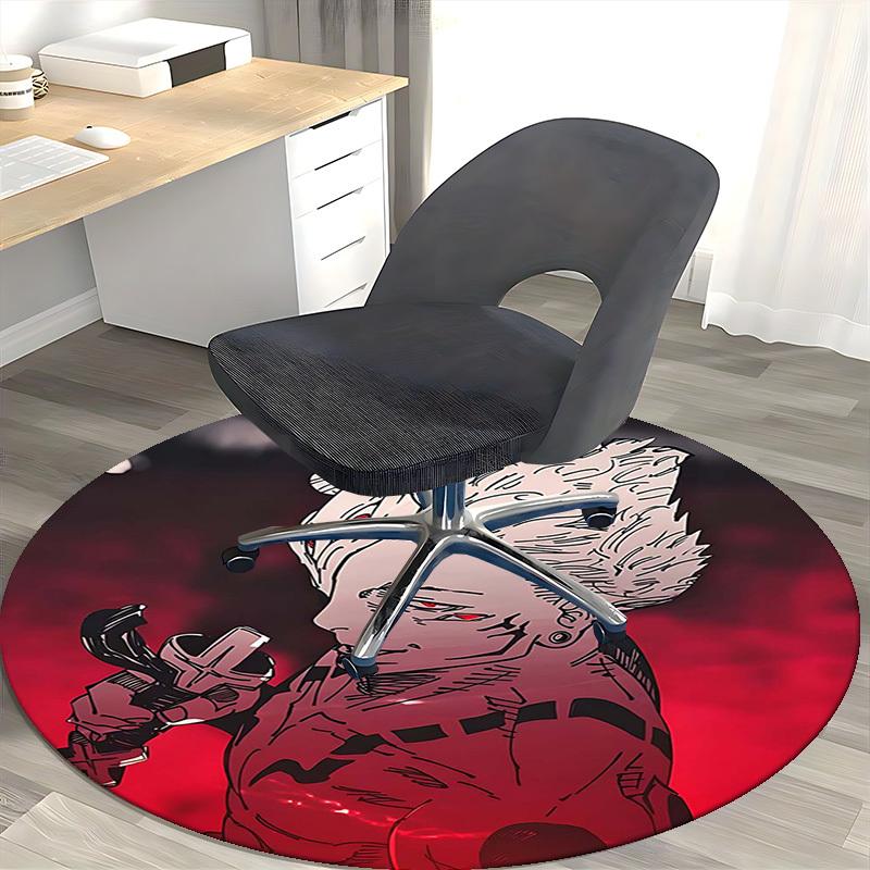 1pc Jujutsu Kaisen Satoru Gojo Round Carpet - Anime Design Chair Mat, Non-Slip Rug for Office, Home Decor, Living Room