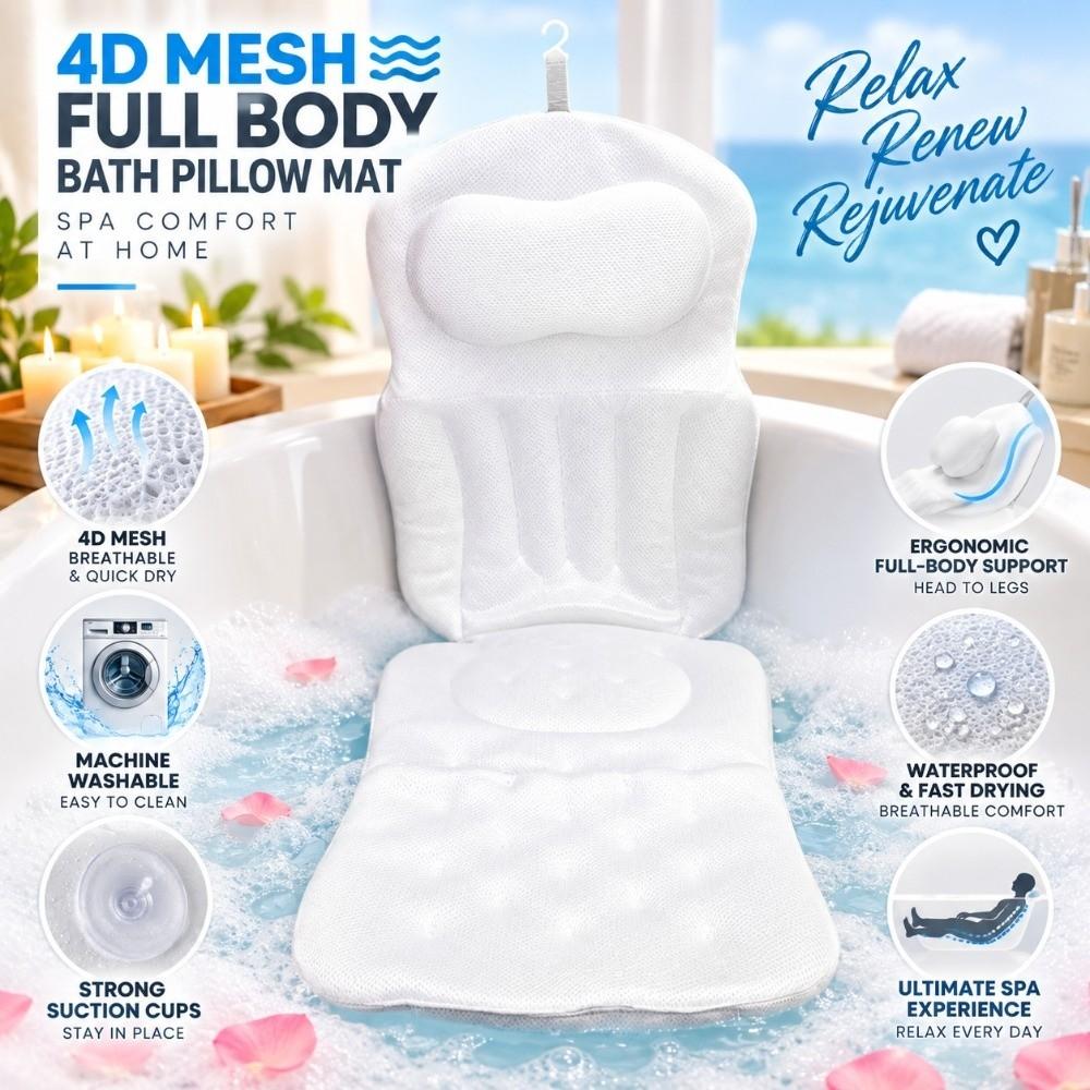 with Suction Cups Bathtub Cushion Polyester Bathtub Pillow Head Neck Back Support