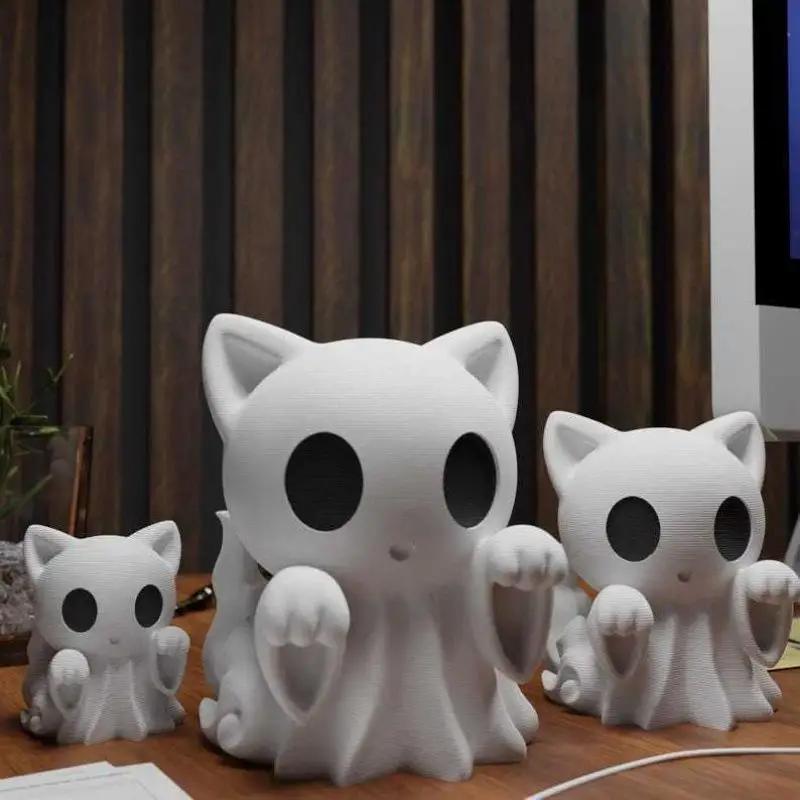 Mini kočičí duchová ozdoba Roztomilá halloweenská dekorace na stůl Strašidelný dárek pro přítelkyni Domácí kancelář Sběratelská figurka Domácí dekorace