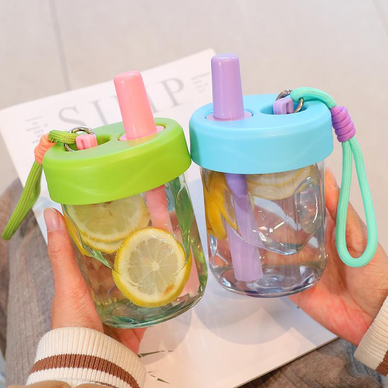 500ml Straw Cup With Leak-Proof Lid For Lady Cute Food Grade Heat Resistant Cup Tea Separation Filter Cups With Handle Water Cup