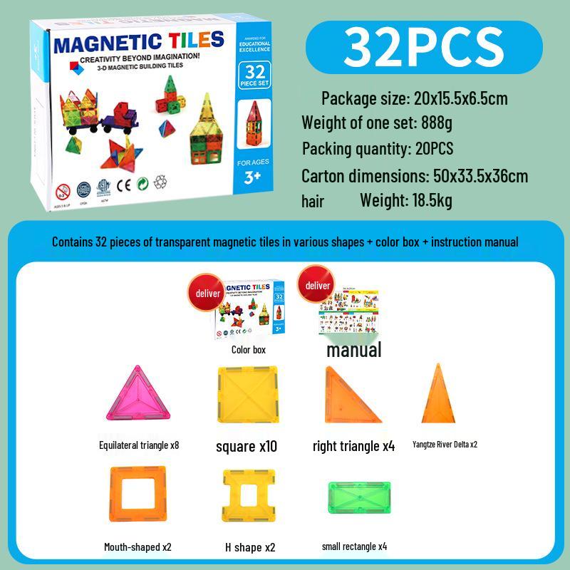 Colorful Stained Glass Magnetic Building Blocks for Children - Strong Magnetic Toy Pieces
