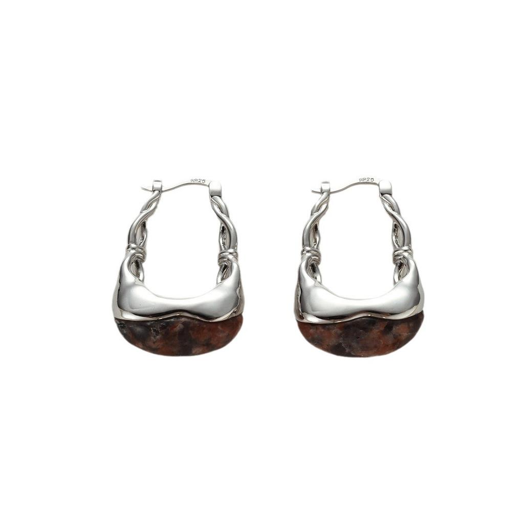 Piedra Natural, Estilo Nacional, Pendientes Únicos, Pendientes, Colgantes, Sentido de Diseño de Lujo Ligero de Nicho, Marea Alta