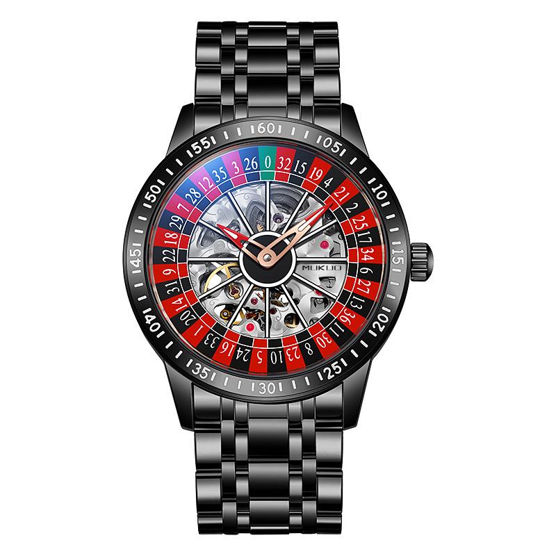 Herren Mechanische Uhr Automatisch Glücksspiel Drehende Scheibe Zifferblatt Armbanduhr Wasserdicht Leuchtende Uhr