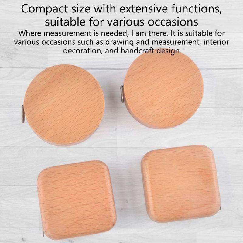 Wood Case Measuring Tape 2m Easy To Carry Measuring Tape for Daily Household and Professional Applications
