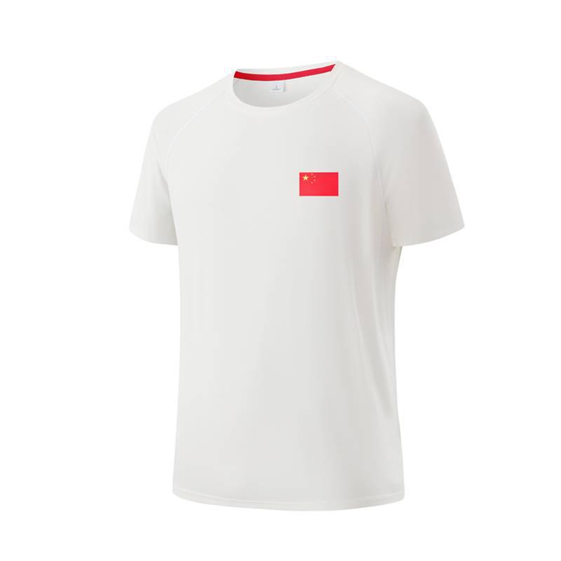 Unisex Quick-Dry National Flag Embroidered T-Shirt for Running and Fitness