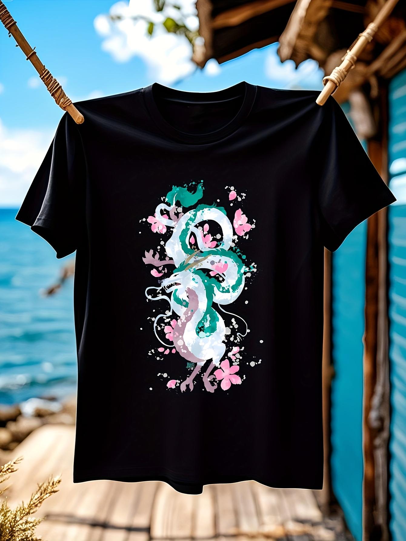 Japanese Koi Fish Tshirt - Black with Teal Floral Accents XXXXL