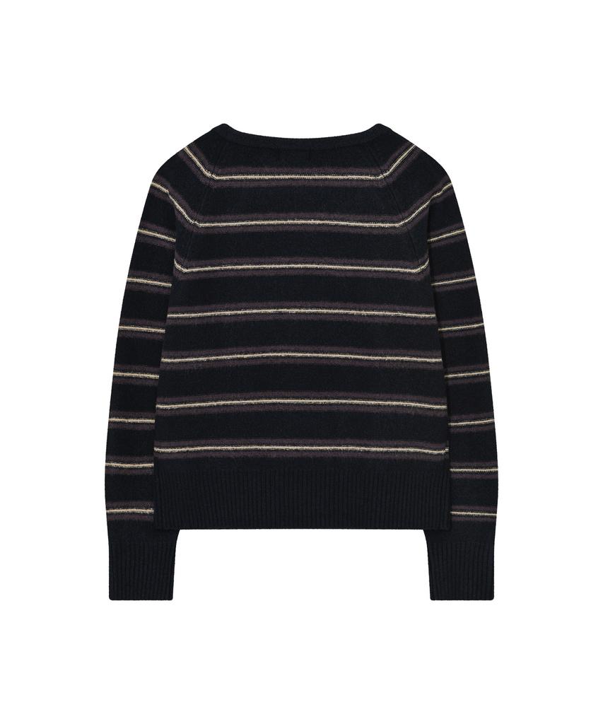 COVERNAT WOMAN Ribbon Stripe Knit Dark Navy