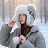New winter women's warm ear cap thickened pom-pom Lei Feng hat outdoor cold-proof ski cap manufacturer