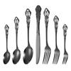European Style Stainless Steel 4pcs Dinnerware Set - Retro Hollow Design Gold Spoon, Fork and Royal Steak Knife for Home Decor