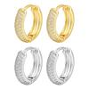 Gold Plated Full Paved Cubic Zirconia Huggie Hoop Earrings for Women Classic Small Round CZ Crystal Huggies Earrings Luxury Fash