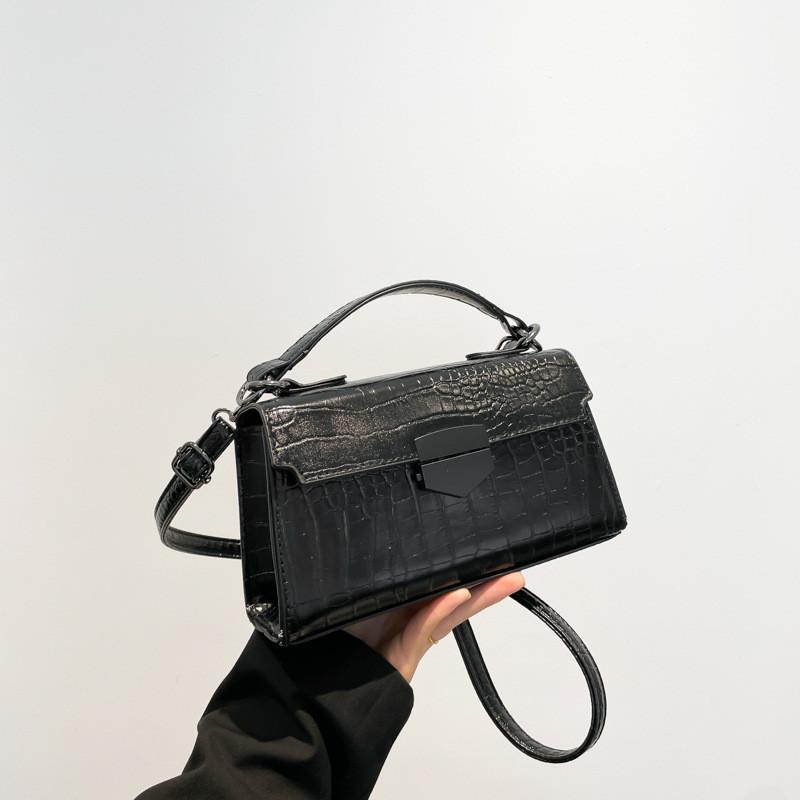 Chic Retro Small Shoulder Bag Stylish Pu Leather Handheld Tote For Women чёрный