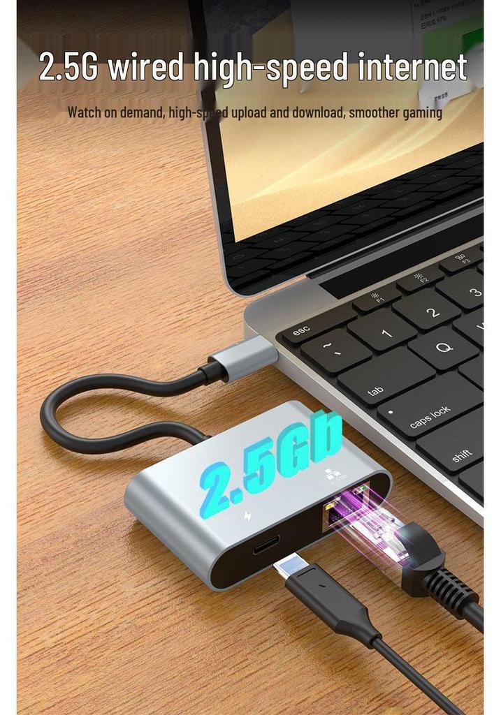 USB-C to 2.5G Ethernet & 100W PD Charging Adapter - Dual-Function Docking Station