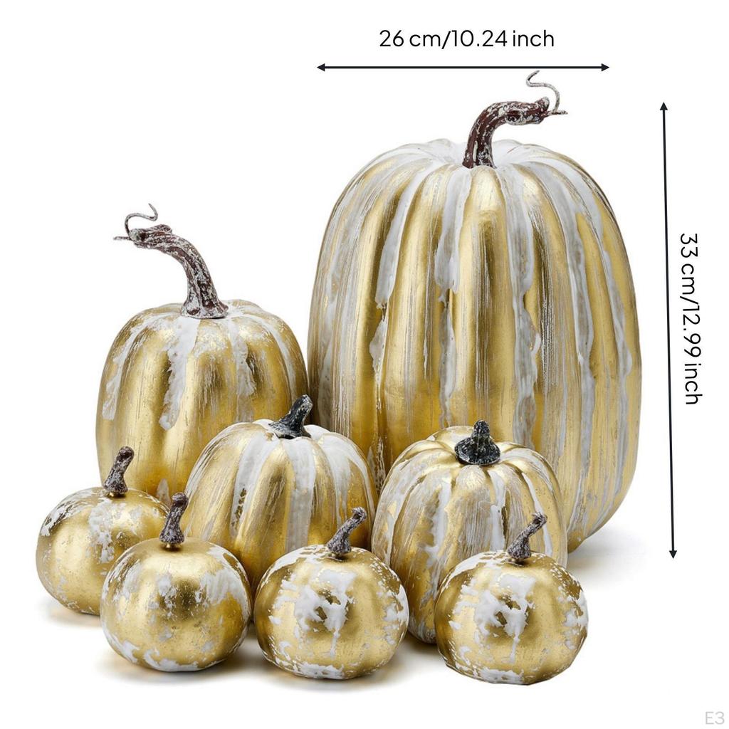 8 Pieces Assorted Artificial Pumpkins Decorative with Faux Pumpkin Decor for