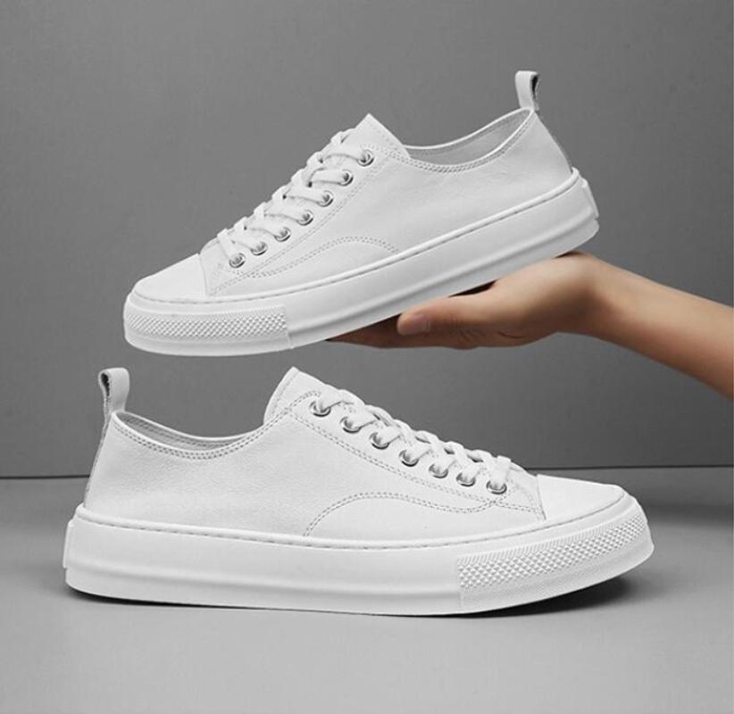 British Style Minimalist Shoes For Men Fashion Casual Genuine Leather Walking Lace-Up Soft Bottom Flat Designer Board Shoes