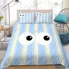 Small Fresh Cream Style Striped Big Eyes Duvet Cover Set Bedding Soft Laundry Cotton Bed Student Dormitory Gift Home Textile