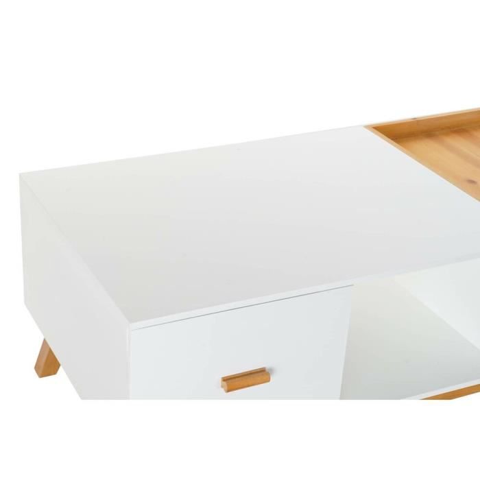 Table basse style scandi blanc - Marron bois 120 cm