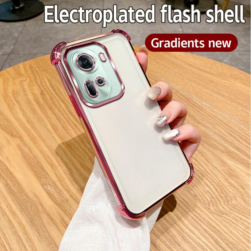 For OPPO Reno 11 5G Case OPPO RENO 11 Pro 5G Phone Case Shiny Glitter Plating Silicone Camera Lens Soft Back Cover