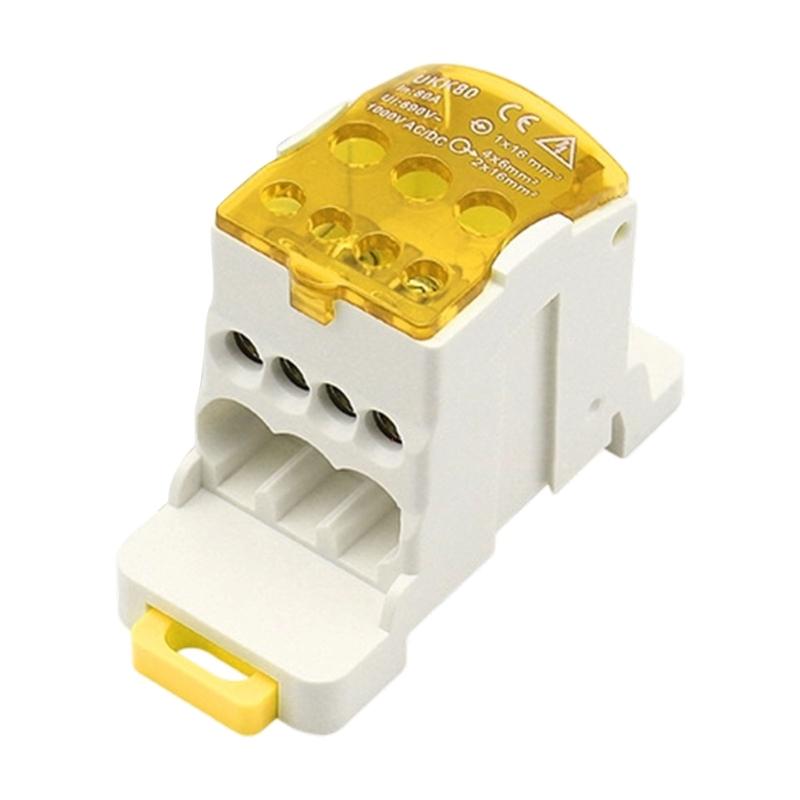 DIN Rail Mount Junction Box Terminals Block Brass Contacts Plastic Housing Industrial Electrical Distribution Solution