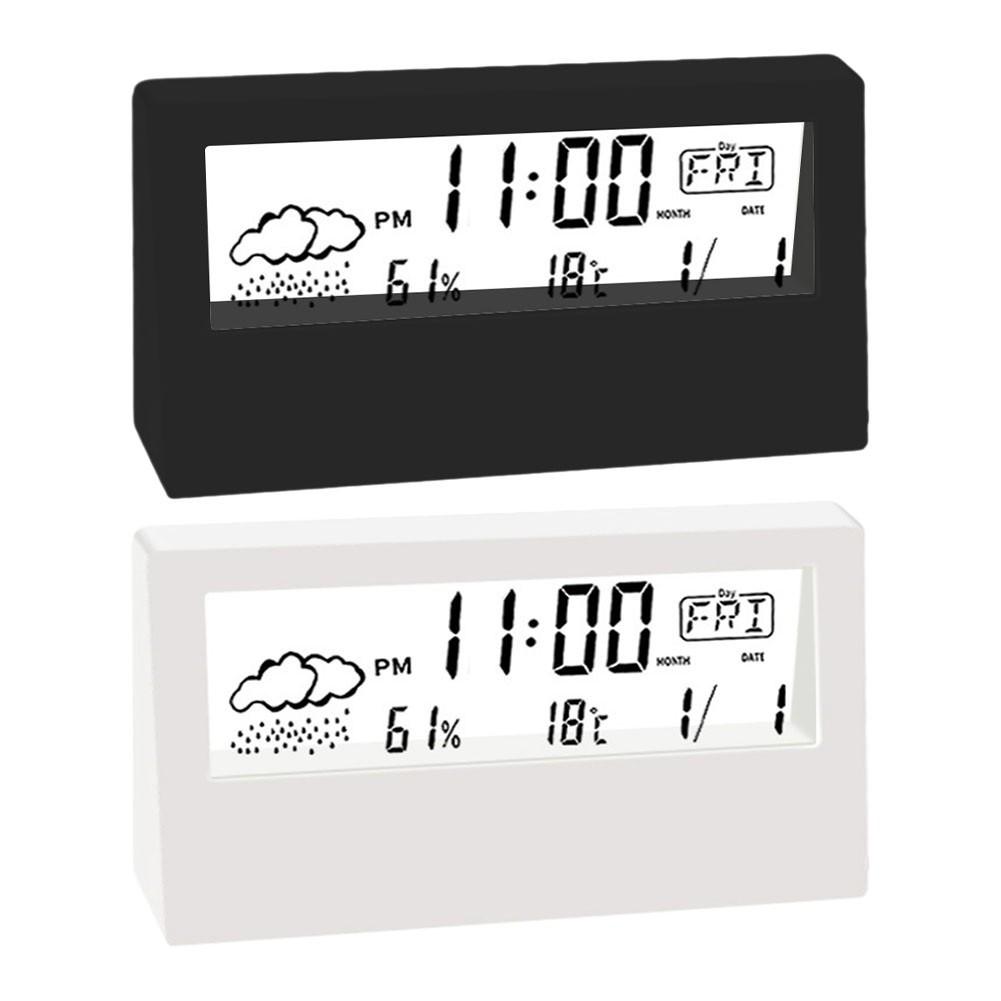 Black Alarm Clock Home Humidity Indoor Temperature LCD Screen