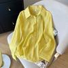 Women's Point Collar Long Sleeve Shirt Loose Fit Feminine Lace Patchwork Blouse Thin Sun Protection Overshirt