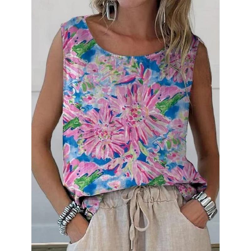 Women's Tank Top Print Floral Stylish Modern Sleeveless Crew Neck Regular Tops Daily Holiday Summer