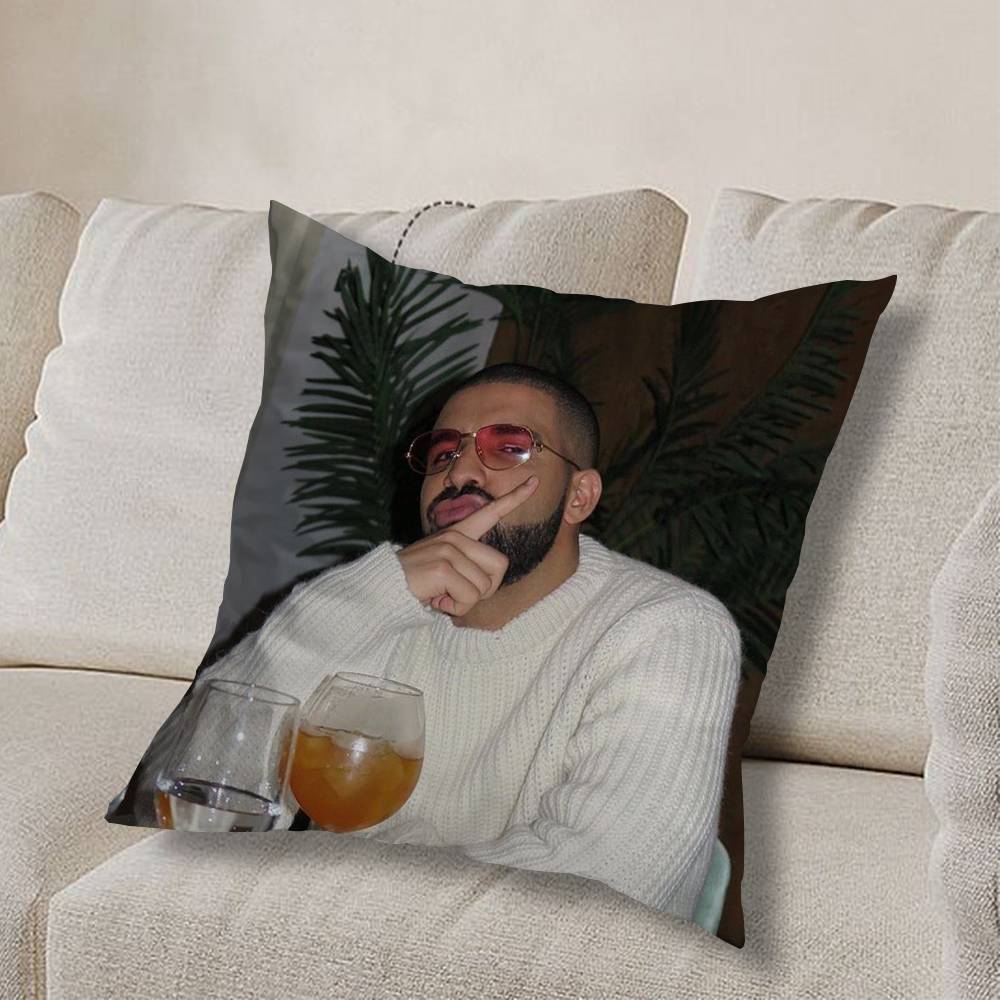 cool D-Drake OvO Rap Pillow Case Square Double-Sided Printing Short Plush Sofa Cushion Cover Bedroom Bedside Pillow