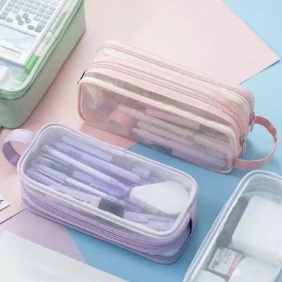 Klar Transparente Netz-Federtasche Tragbares Design Schreibwaren-Aufbewahrungsbox Für Schüler