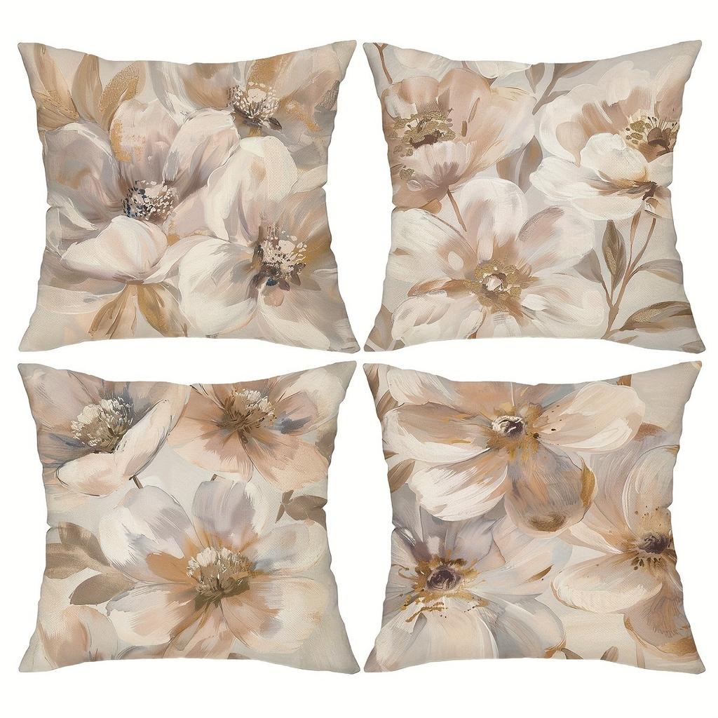 Modern Fashion Oil Painting Floral Pattern Printing Pillowcase Living Room Sofa Cushion Cover Home Bedroom Room Decoration