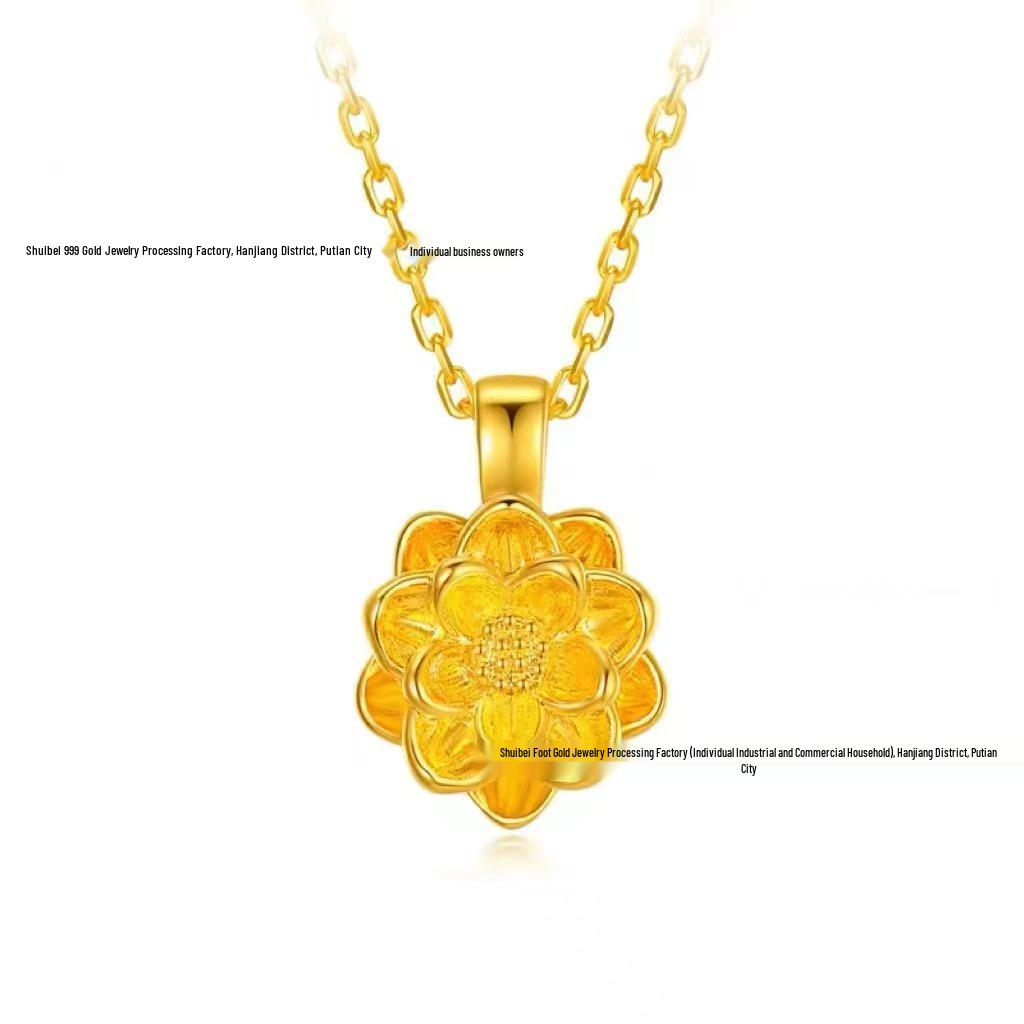 Golden Heart 999 Gold Pendant Necklace - Perfect Qixi Valentine's Day Gift for Her
