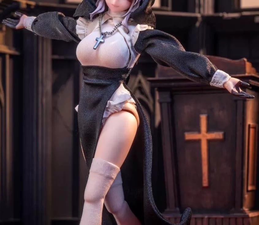 [TOYBARJAPAN] 1/12 Scale Action Figure HASUKI CS017A Sectional Beauty Nun Clothes and Stockings Set (Body, Head, and Shoes Not Included)