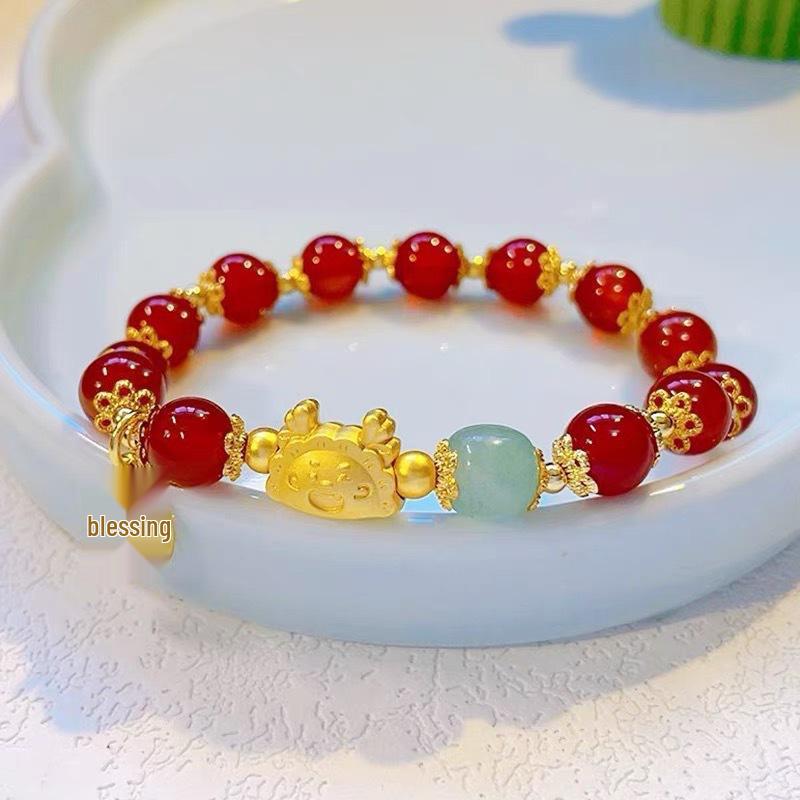 2025 Jadeite Green Jade Rabbit Bracelet: High-End Chinese Style, Year of the Snake, Elegant Women's Niche Beaded Design