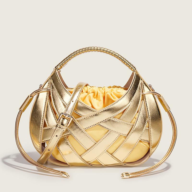 Luxuriöse Retro gewebte Handtasche Vogelnester-Design 2-in-1 Korbtasche Damen Mode Hohl geschnitzt Umhängetasche mit Quaste Kordelzug