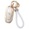 Gold-Rimmed Car Key Set with Diamond Ring Pendant Key Chain