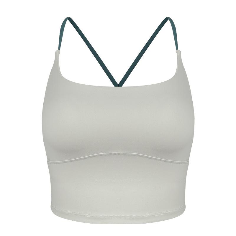 

Autumn and Winter Sports Bra for Women Vest Style Gathered Spaghetti Straps Beautiful Back Wear Fitness Sling Yoga Wear Bra Vest L