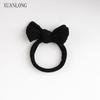 Korean Style High Elasticity Leather Bow Hair Tie - Thickened Ponytail Holder for Women