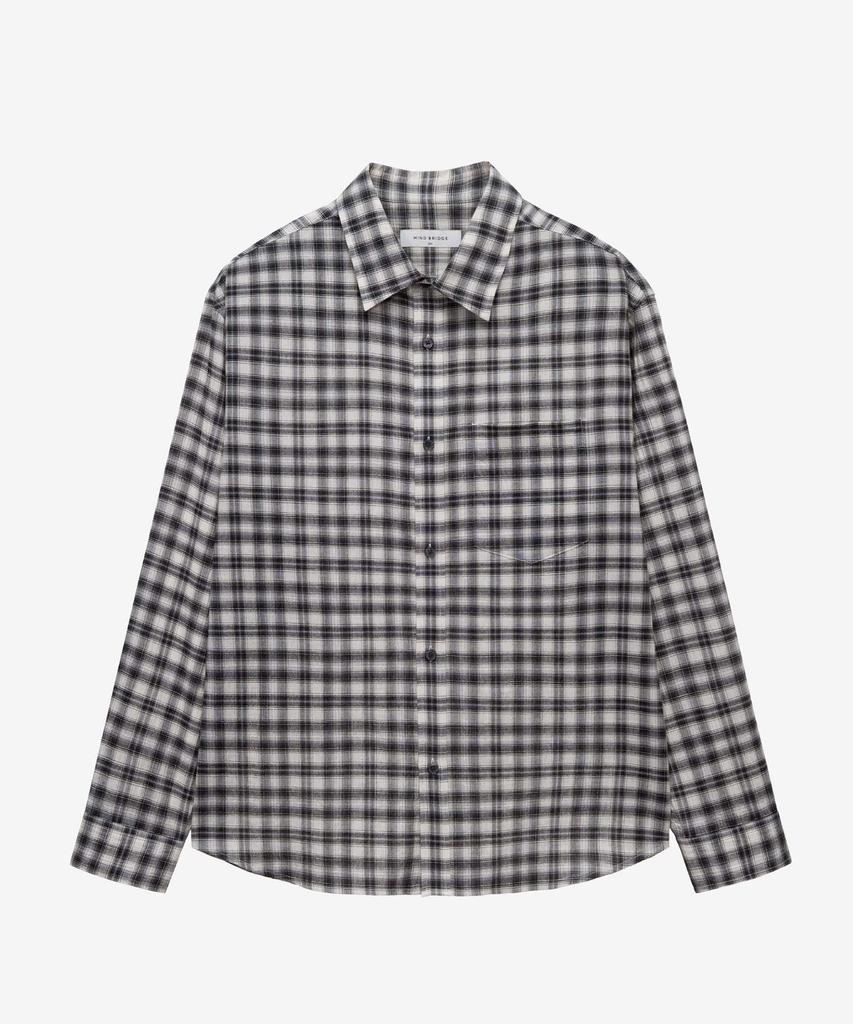 MINDBRIDGE [On][Crop Or Regular] Crease Check Black Oversized Long Sleeve Shirt