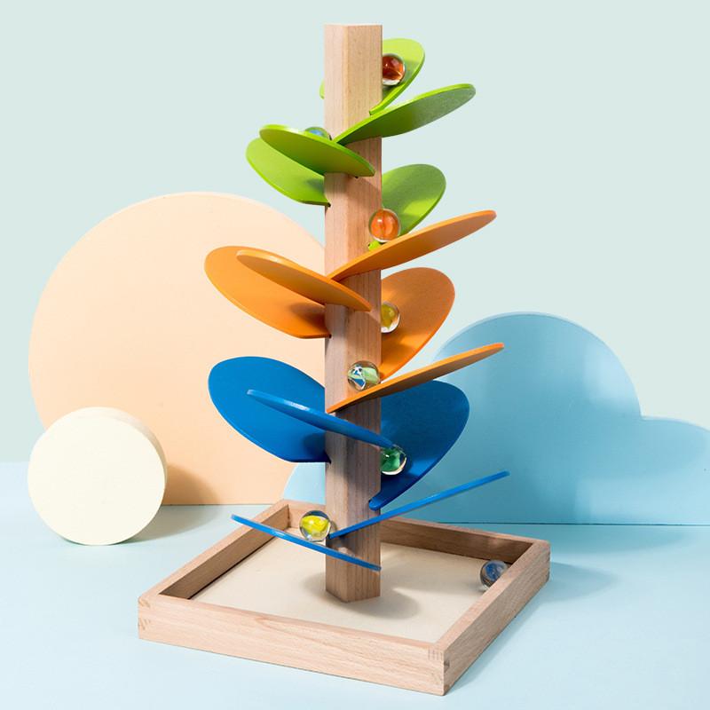 Spelling Kid Puzzle And Inserting Rainbow Tree Wooden Disassembly Track Toy Ball