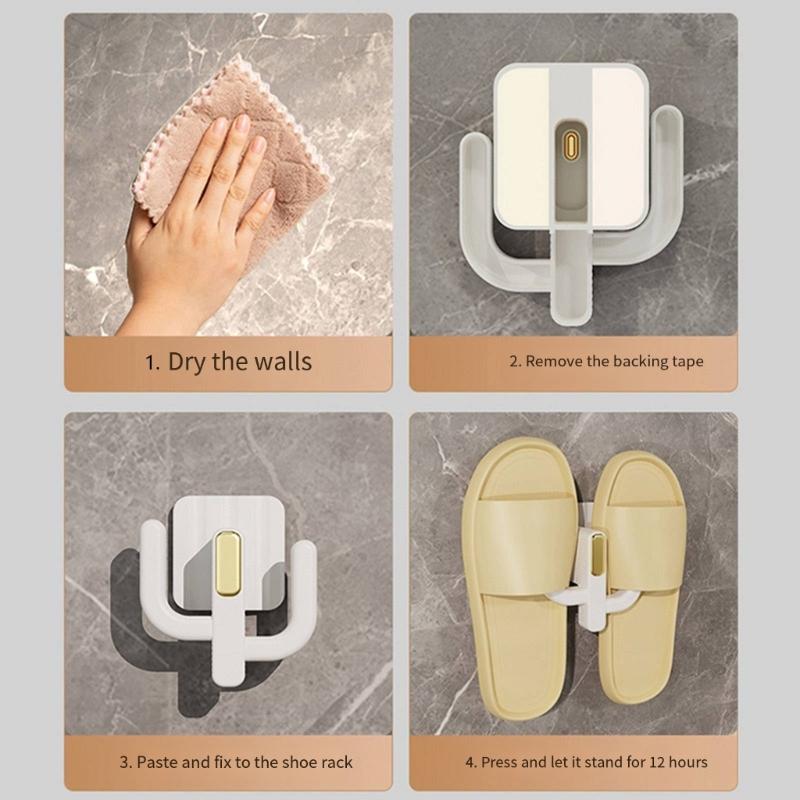 Practice Wall Mounted Euphorbia Shoe Shelf Adhesive Bathroom Storage Planner for Drying Flipflops
