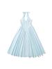 French Socialite Summer Halterneck Deep V-Neck Pleated Dress