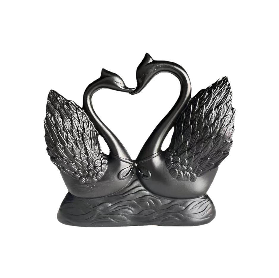 1 Piece of Simple and Modern Heart-To-Heart Couple Swan Statue Ornament, Romantic Love Home Decoration, Romantic Art Sculpture for Living Room 