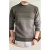 Men S Thick Striped Round Neck Long Sleeve Knitted Pullover Sweater Business Casual