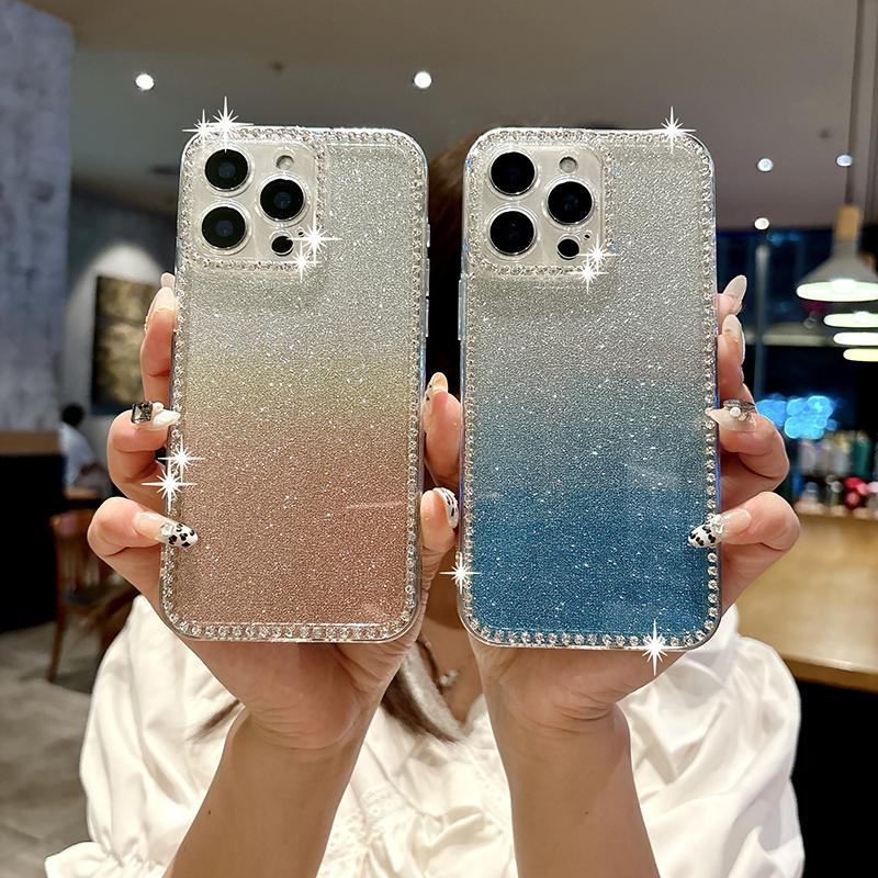 Luxury Glitter Bling Diamond Camera Protect Bumper Phone Case For iPhone 17 Air 16 15 Pro Max Samsung S25 Redmi Note 14 13 Shockproof Protective Cover