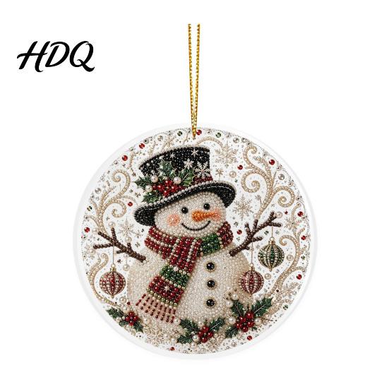 Festive Tree Hanging Christmas Acrylic Ornament 2D Flat Double Side Printed Thoughtful Gifts for Friends Santa Snowman Pendant Window Holiday Decor