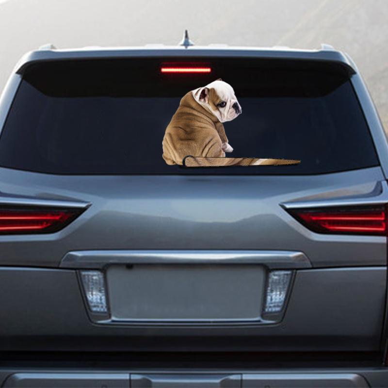 3D Window Car Stickers Cute Bulldog Moving Tail Wiper Stickers for Rear Windshield Car Styling Auto Decoration Car Accessories