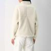 Damen Half-Zip Pullover Fleecejacke Langarm Stehkragen Sherpa Sweatshirt mit Taschen Herbst Flauschige Warme Oberbekleidung